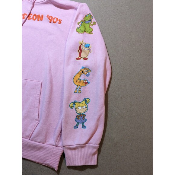 Nickelodeon 90's Cartoon Hoodie Sweatshirt Women's Medium Pink Kangaroo Pocket - Picture 5 of 13